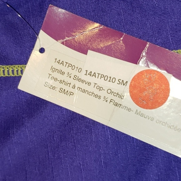*3/4 Sleeve Top-Orchard‎ Purple Workout Shirt - Picture 3 of 5